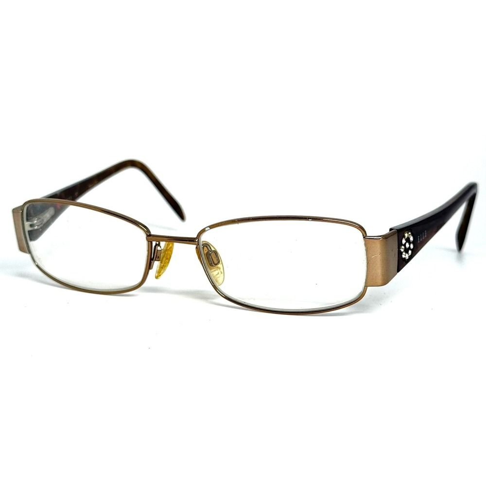 Elle EL18790 BR Bronze Rectangular Eyeglasses Rhinestone Flower 53-17-135